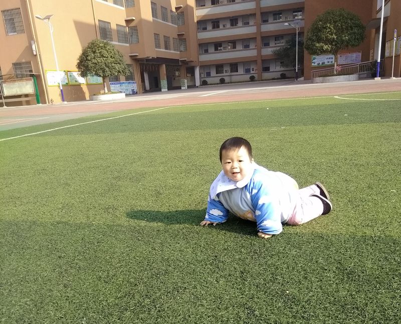 20171224顺奇在操场爬行
